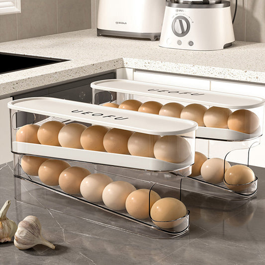 Double Auto Rolling Egg Organizer for Refrigerator Side Door